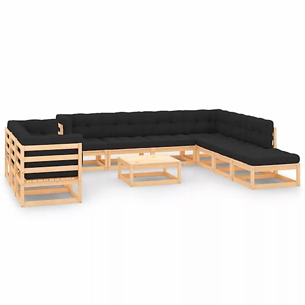 Vidaxl 11-tlg. Garten-lounge-set Anthrazit-kissen Massivholz Kiefer günstig online kaufen