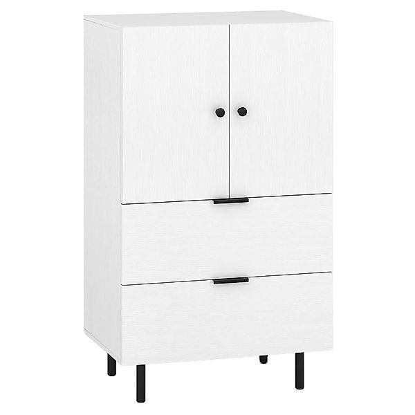 Costway Sideboard Holz mit Metallbeinen 60 x 41,5 x 102 cm Weiß günstig online kaufen