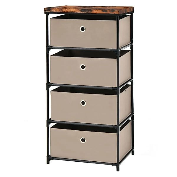 Costway Nachttisch mit 4 Schubladen Metallrahmen Braun günstig online kaufen