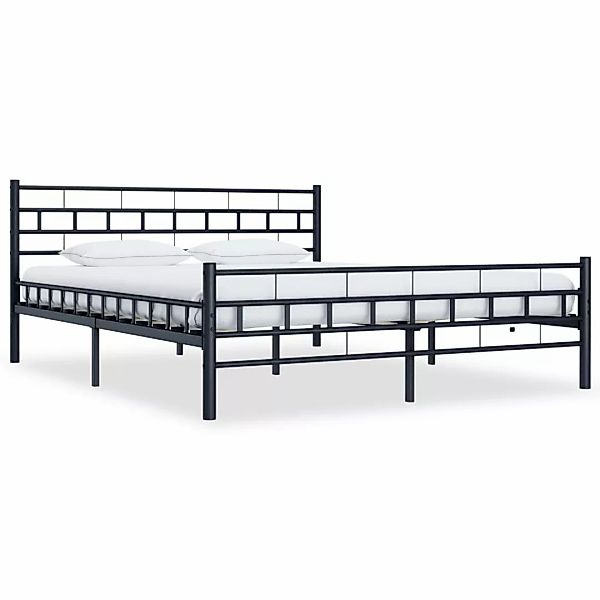 Bettgestell Schwarz Stahl 200x200 Cm günstig online kaufen