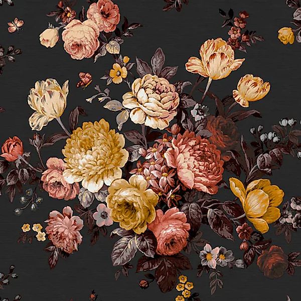 WOW Vliestapete »Bouquet Schwarz« geblümt geprägt FSC® zertifiziert, mit le günstig online kaufen