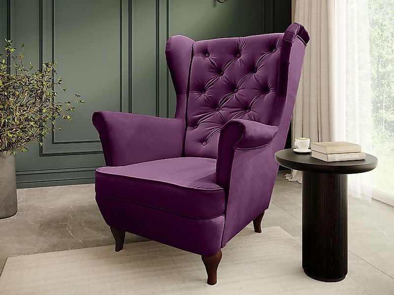 Beautysofa Ohrensessel Sessel FALCO Chesterfield Wohnzimmersessel Fernsehse günstig online kaufen