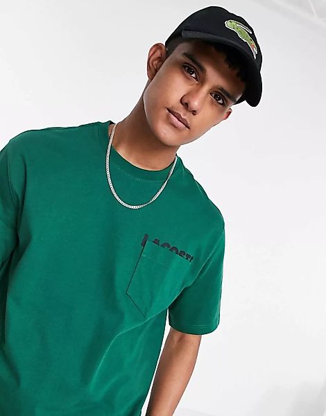 Lacoste Live – T-Shirt mit Logo und Tasche-Grün günstig online kaufen