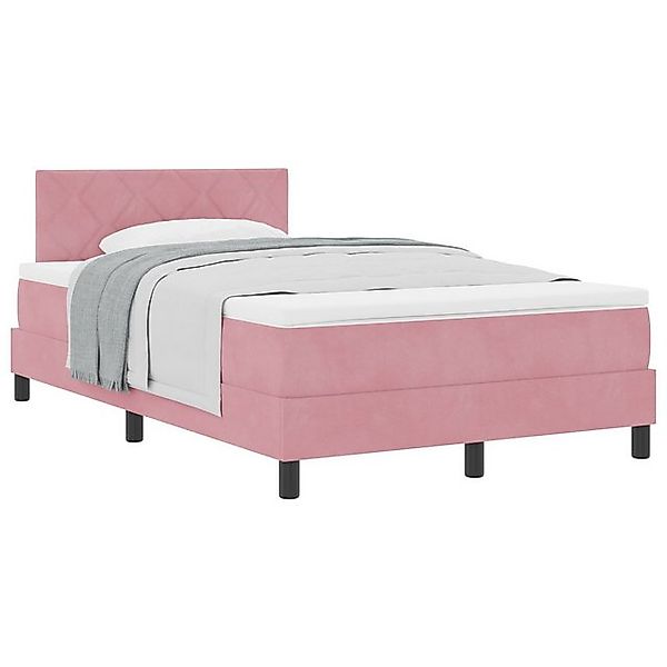 vidaXL Bett Boxspringbett mit Matratze Rosa 120x200 cm Samt (1-tlg) günstig online kaufen
