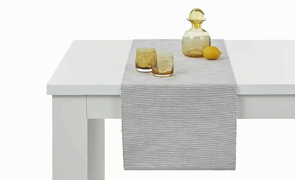 HOME STORY Tischläufer  Greta ¦ silber ¦ 100% Baumwolle ¦ Maße (cm): B: 40 günstig online kaufen