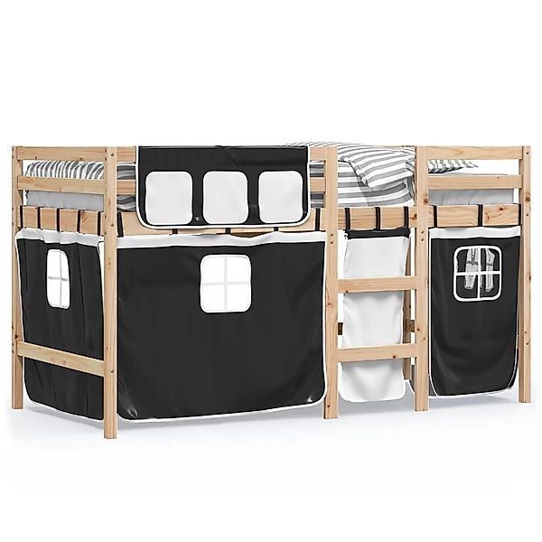 vidaXL Bett Kinderhochbett mit Vorhängen Weiß günstig online kaufen