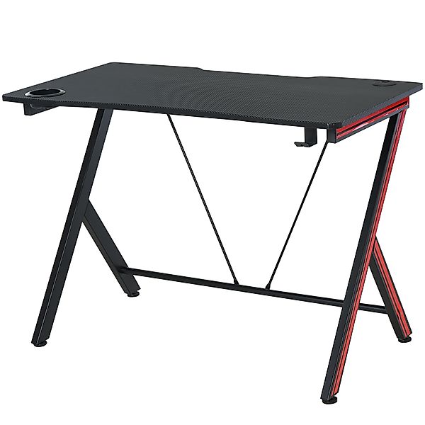 HOMCOM Gaming Tisch Schreibtisch mit Kopfhörerhaken Getränkehalter 105x55x7 günstig online kaufen