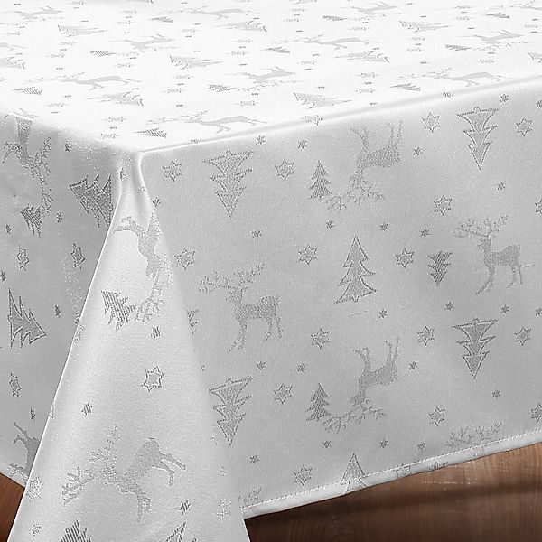 Beautex Tischdecke Lurex Tischdecke Weihnachten, Silber günstig online kaufen
