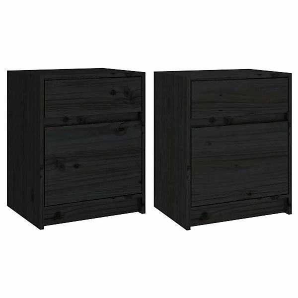 Nachttische 2 Stk. Schwarz 40x31x50 Cm Massivholz Kiefer günstig online kaufen