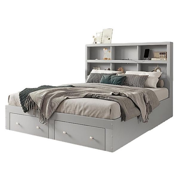TavilaEcon Holzbett Doppelbett Kingsize-Plattformbett mit zwei günstig online kaufen