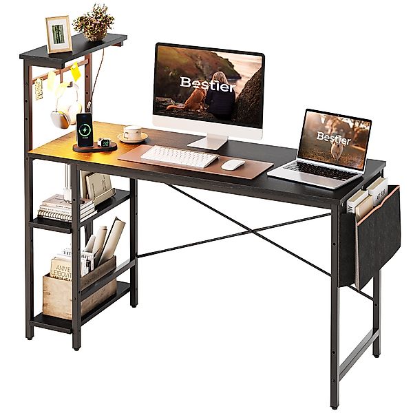 Bestier Regal-Schreibtisch Schreibtisch, 130 cm Gamingtisch günstig online kaufen