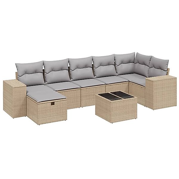 vidaXL 8-tlg Garten-Sofagarnitur mit Kissen Beige Poly Rattan Modell 176 günstig online kaufen