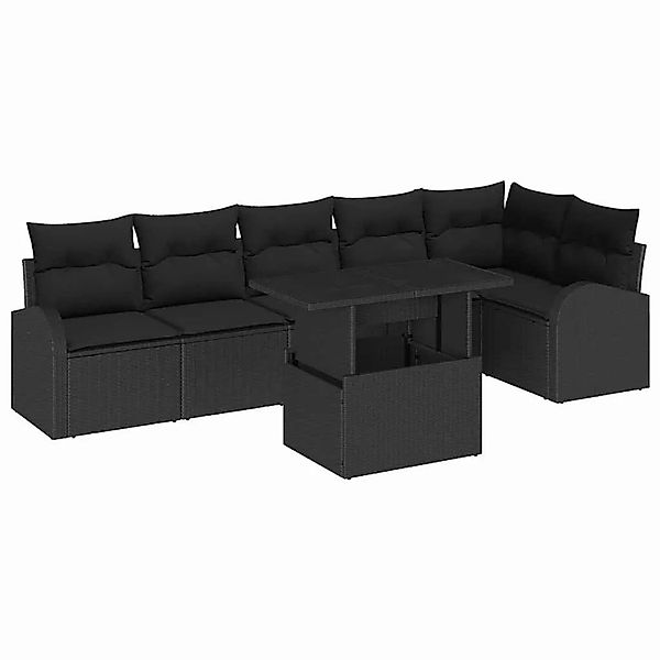 vidaXL Gartensofa-set mit Speicher 7-Tlg Schwarz Poly-Rattan 3348659 günstig online kaufen