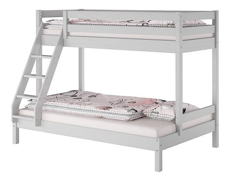 ERST-HOLZ Etagenbett Hellgraues Stockbett 90 x 200 / 140 x 200 für Erwachse günstig online kaufen