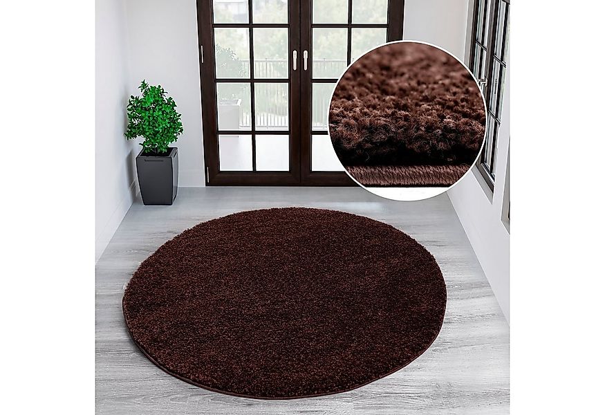 my home Teppich Viva rund, rund, Höhe: 45 mm, Uni-Farben, einfarbig, besond günstig online kaufen