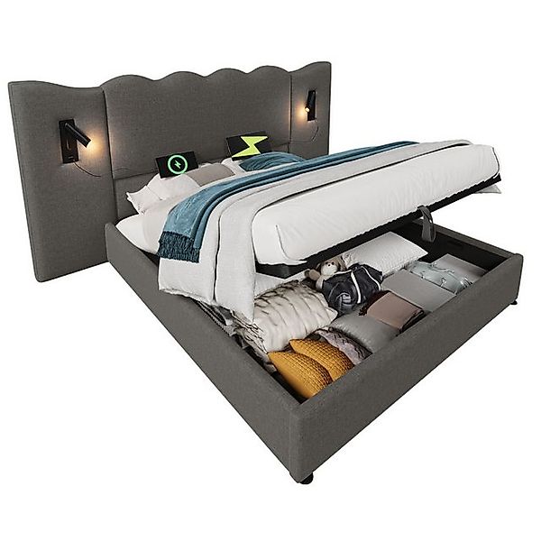 REDOM Polsterbett Hydraulisches Funktionsbett (Struraumbett, Doppelbett, 2- günstig online kaufen
