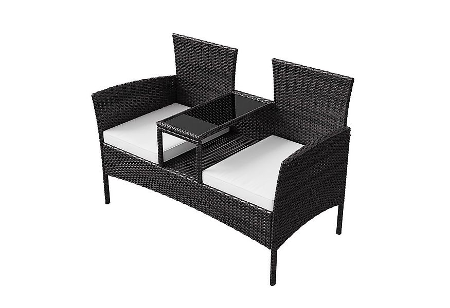 FUROKOY Loungesofa 2-Sitzer Garten sessel mit kleiner Tisch und 2 weiße Auf günstig online kaufen