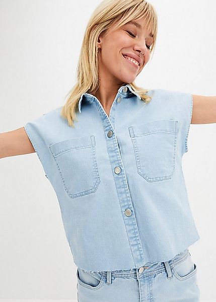 bonprix Jeansbluse kastiger Boxy-Shape, lässig geschnittene Passform, mit B günstig online kaufen