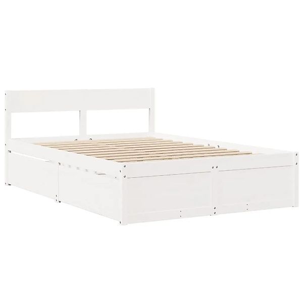 vidaXL Massivholzbett ohne Matratze Weiß 135x190 cm Kiefernholz 3282358 günstig online kaufen