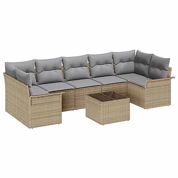 vidaXL Gartensofa-set mit Kissen 8-Tlg Beige und Grau Poly-Rattan 3353949 günstig online kaufen