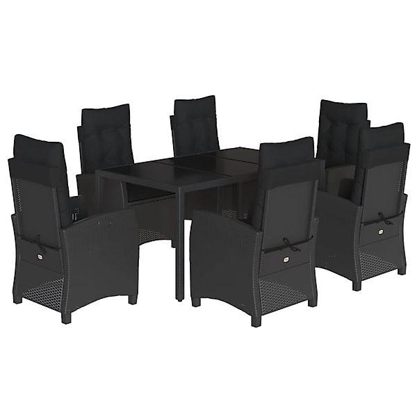 vidaXL 7-Tlg Garten-Essgruppe mit Kissen Schwarz Poly Rattan 3212639 günstig online kaufen