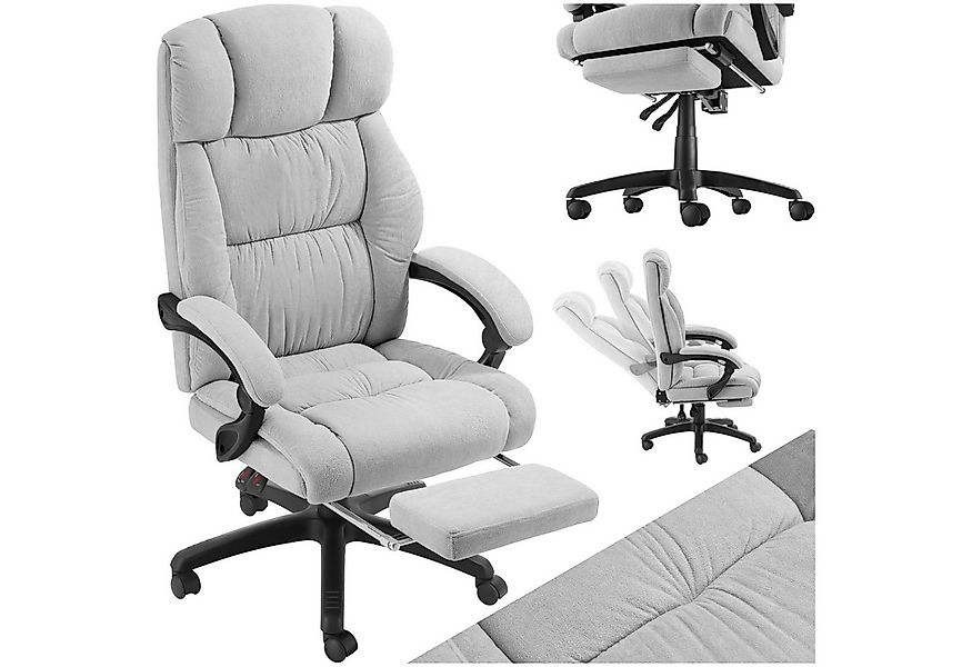 tectake Chefsessel Bürostuhl Jillien mit Fußstütze und Velours, Belastbarke günstig online kaufen