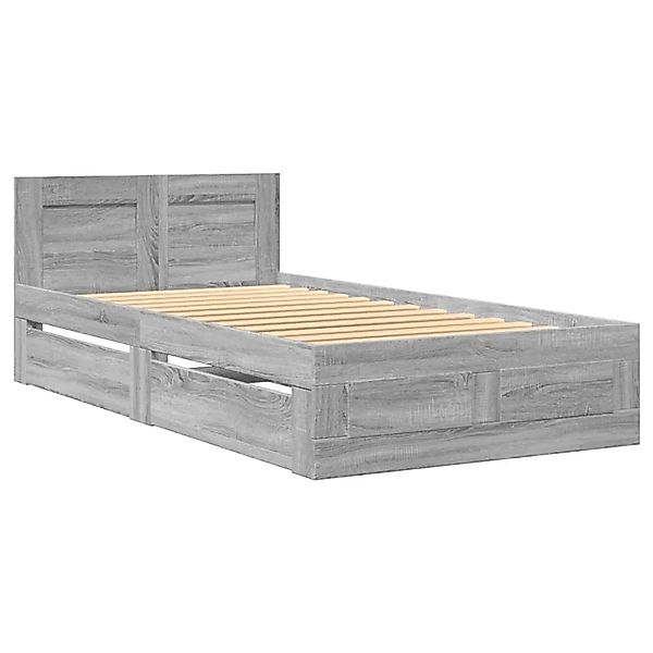 vidaXL Bettgestell mit Kopfteil Grau Sonoma 75x190 cm Holzwerkstoff 3295623 günstig online kaufen