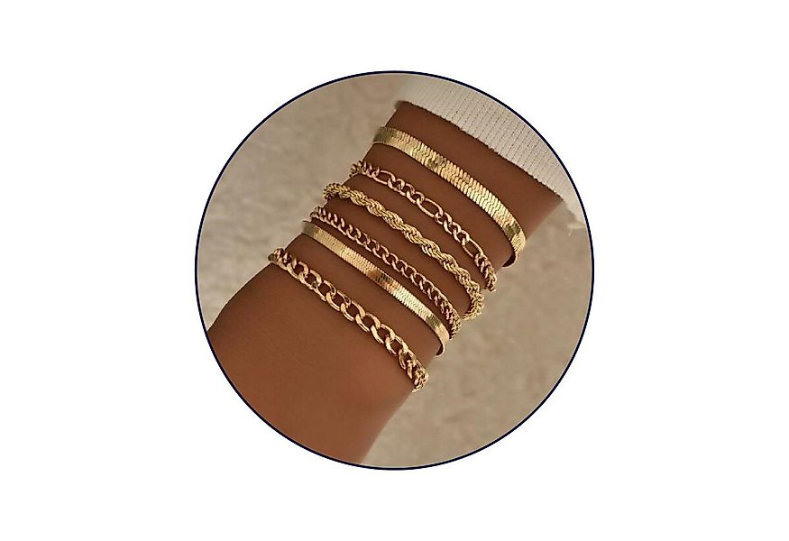 GOLDKLEIN Schmuckset 6 Stück vergoldeter Edelstahl Armbänder Schmuck (6-tlg günstig online kaufen
