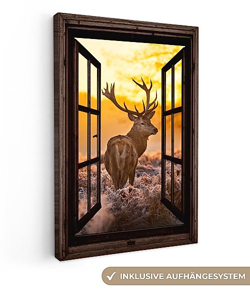 OneMillionCanvasses® Leinwandbild Hirsche - Herbst - günstig online kaufen