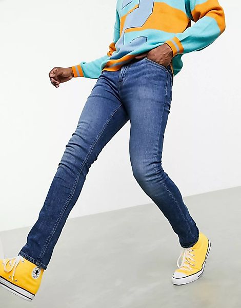 ASOS DESIGN – Responsible Edit – Super-Skinny-Jeans in verwaschenem Mittelb günstig online kaufen