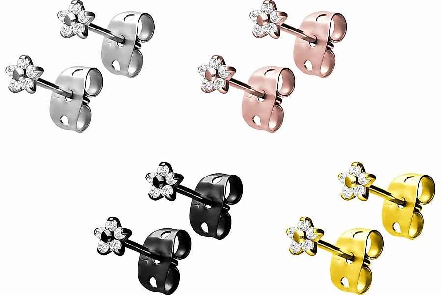 FILANGO Paar Ohrstecker Titan Ohrstecker KRISTALLBLUME (Ohrstecker, 1-tlg) günstig online kaufen