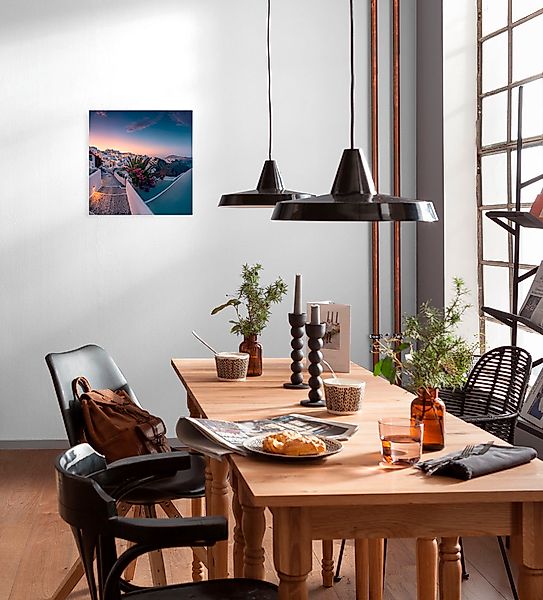 Komar Leinwandbild "Fira to Oia - Größe 30 x 30 cm" Baum  Berge  Blumen  Bl günstig online kaufen