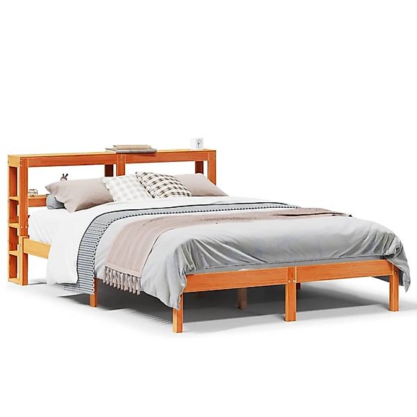 vidaXL Bettgestell mit Kopfteil ohne Matratze Wachsbraun 160x200 cm 3305742 günstig online kaufen
