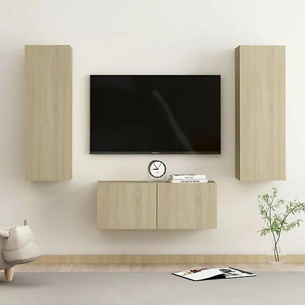 3-tlg. Tv-schrank-set Sonoma-eiche Spanplatte günstig online kaufen