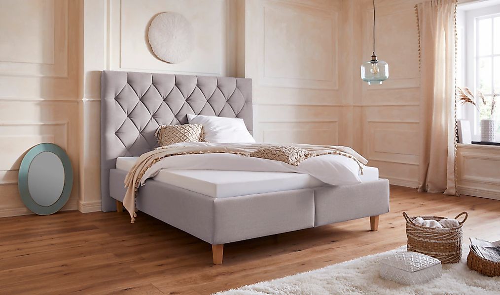 Home affaire Polsterbett "Sunley 140" Kreuzsteppung, Kopfteilhöhe 142 cm, o günstig online kaufen