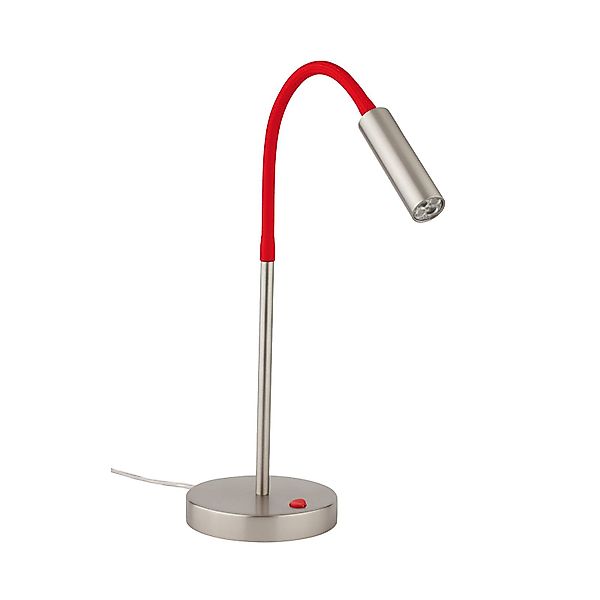 LED-Tischlampe Rocco, nickel matt Flexarm rot günstig online kaufen