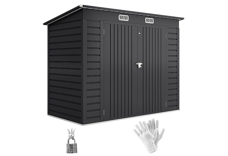 Outsunny Gerätehaus 2,7 m² Geräteschuppen mit Doppeltür, Schloss, BxT: 249x günstig online kaufen