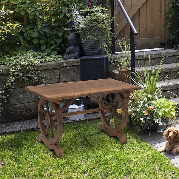 Outsunny Gartentisch Massivholz Balkontisch Holztisch Räderform Witterungsb günstig online kaufen