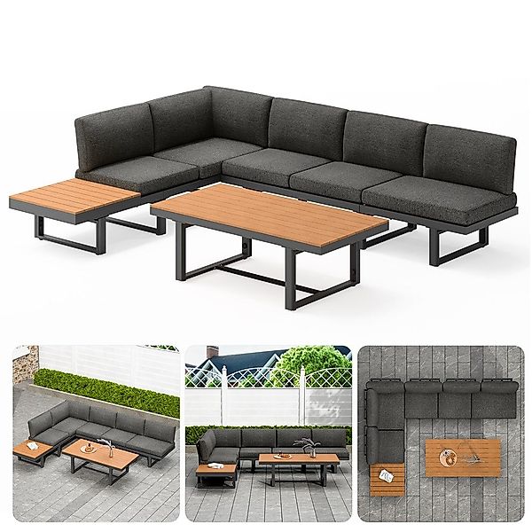 Mucola Gartenlounge-Set Ecklounge mit Liegefunktion Aluminium günstig online kaufen