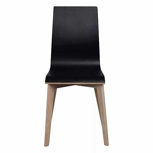 Stuhl Set in Schwarz Eiche White Wash Holzbeine (2er Set) günstig online kaufen