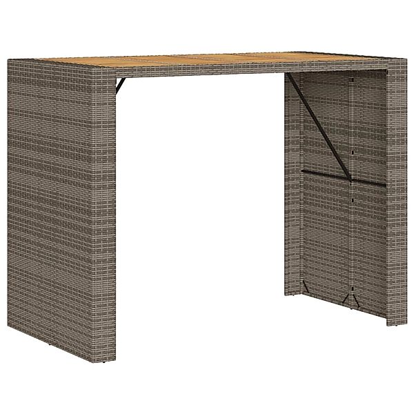 vidaXL Garten-Bartisch mit Holzplatte Grau 145x80x110 cm Polyrattan 368699 günstig online kaufen