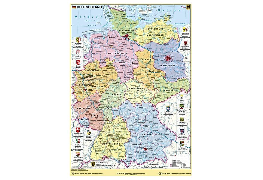 STIEFEL Poster Deutschland politisch mit Bundesländerwappen Lernposter, DIN günstig online kaufen