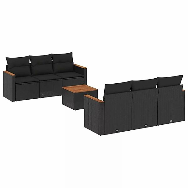 vidaXL 7-tlg Garten-Sofagarnitur mit Kissen Schwarz Poly Rattan Modell 244 günstig online kaufen