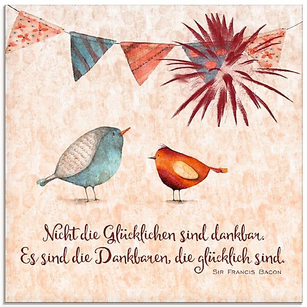 Artland Glasbild »Lebensweisheit Glücklich« Tiere 1 Stk. tlg. in verschiede günstig online kaufen