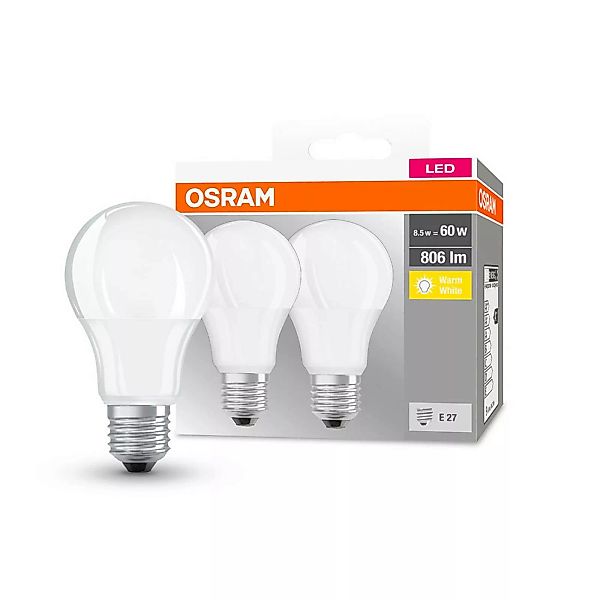 OSRAM LED-Lampe Classic E27 8,5W 2.700K 806lm 2er günstig online kaufen