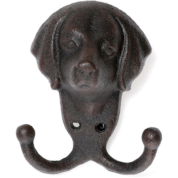 Wandhaken Hund mit 2 Haken aus Gusseisen in Schwarz 12,5 cm günstig online kaufen