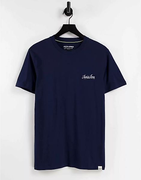 Jack & Jones – Originals – Marineblaues T-Shirt mit kleinem Logo günstig online kaufen