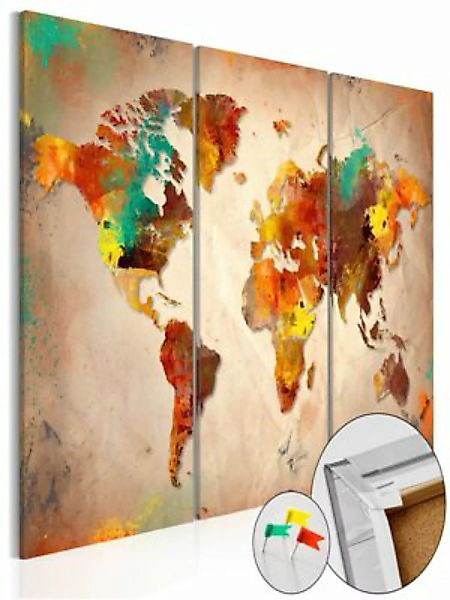 artgeist Pinnwand Bild Painted World [Cork Map] mehrfarbig Gr. 90 x 60 günstig online kaufen