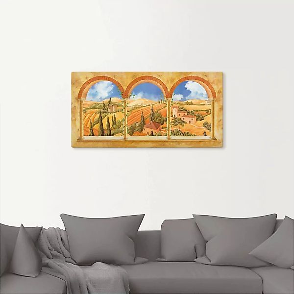 Artland Wandbild "Drei Torbögen mit Blick in die Toskana", Fensterblick, (1 günstig online kaufen