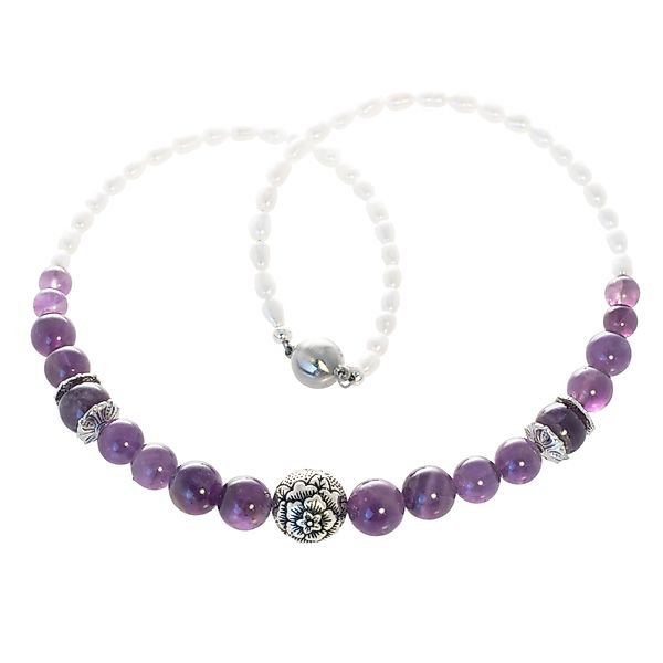 Perlenkette Kette mit Amethyst und Süßwasser günstig online kaufen